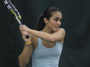 Windsor's Teona Velehorschi practises at Parkside Tennis Club. (JASON KRYK/The Windsor Star)