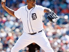 Detroit reliever Jose Valverde pitches against the Baltimore Orioles in the ninth inning at Comerica Park Wednesday. (Photo by Duane Burleson/Getty Images)