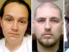 These handout images provided by the US Department of Justice June 19, 2013 shows L-R: Jessica Hunt, 31, Jordie Callahan, 26, and Daniel Brown, 33, who were arrested in Ashland, Ohio on human trafficking charges after prosecutors on June 18 said a mentally disabled woman and her daughter were held by the thre and forced to live in an Ohio basement with snakes and pitbulls. The women were treated like slaves for more than two years. AFP PHOTO / HANDOUT / US DEPARTMENT OF JUSTICE