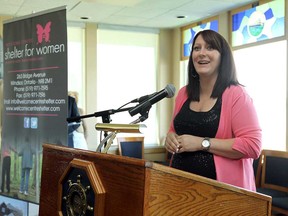 Lady Laforet, executive director of the Welcome Centre Shelter for Women and Families, speaks during a 2013 news conference.