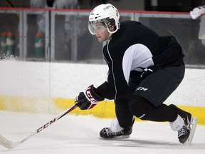 Spitfires defenceman Trevor Murphy practises at the WFCU Centre. (NICK BRANCACCIO/The Windsor Star)