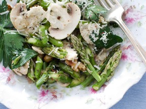 Raw Asparagus, Mushroom and Parsley Salad with Nuts and Parmesan (Matthew Mead / The Associated Press)