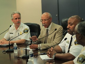 Detroit Mayor Dave Bing speaks during a media briefing regarding elevated  security measures for the 2013 fireworks display to be held in Detroit on June 24, 2013.  (JASON KRYK/The Windsor Star)