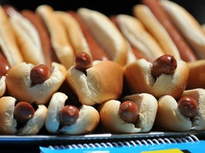 A whole lot of hot dogs are shown in this July 2012 file photo. (Stan Honda / AFP / Getty Images)