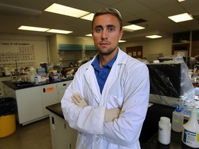Fraser Kegal is photographed in his lab at the University of Windsor in Windsor on Thursday, June 27, 2013. Latest StatsCan statistics show education levels are rising but still not on par with the national average.                 (TYLER BROWNBRIDGE/The Windsor Star)