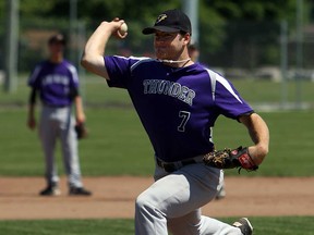 Andrew Cooper of the Tecumseh Thunder practices at Lacasse Park  in Tecumseh on Tuesday, June 5, 2013.  (TYLER BROWNBRIDGE/The Windsor Star)