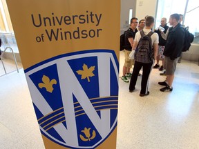 The University of Windsor new corporate logo is displayed on June 5, 2013. (JASON KRYK/The Windsor Star)