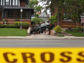 The scene of a single vehicle crash in the 800 block of Victoria Avenue in Windsor, Ont. on June 16, 2013. Two pedestrians were struck. (Dax Melmer / The Windsor Star)