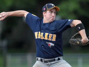 Tyler Boutette of the Walker Homesites Juniors  throws a pitch during a game Monday, June 17, 2013, against the Walker Homesites Midgets.   (DAN JANISSE/The Windsor Star)