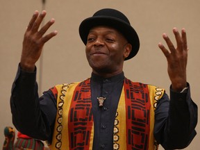 Storyteller and speaker Ivory D. Williams performs at the St. Angela Church Hall in Windsor on Thursday, June 27, 2013. Northstar Cultural Community Centre presented An Evening to Remember featuring Williams. Williams is president of the Grown Folks Storytellers.                  (TYLER BROWNBRIDGE/The Windsor Star)