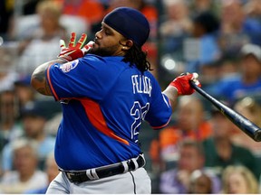 Prince Fielder of the Detroit Tigers takes a swing during the Chevrolet Home Run Derby at Citi Field Monday in New York.  (Photo by Elsa/Getty Images)