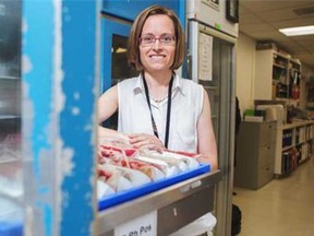 Dr. Jeannie Callum, director of the blood and tissue bank at Sunnybrook Health Sciences Centre, in the Toronto hospital blood bank. (Jennifer Roberts/Postmedia News)