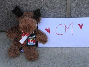 A memorial for B.C. actor Cory Monteith, of Glee, outside the Fairmont Pacific Rim Hotel in Vancouver on Sunday July 14, 2013. (Wayne Leidenfrost , PNG)