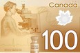 The backside of a Canadian $100 banknote is seen in this undated handout image. The first version of Canada's new $100 banknotes featured the image of an Asian woman but she was quickly removed after focus groups complained. (THE CANADIAN PRESS/Bank of Canada -HO)