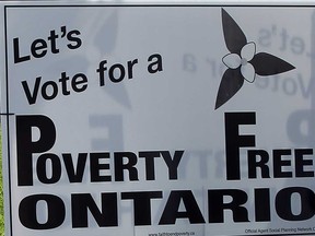 File photo of Poverty Free Ontario sign. (Windsor Star files)