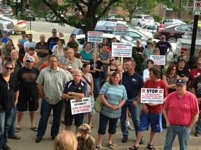 More than 200 people showed up for the meeting at Mackenzie Hall in West Windsor, Ont., to decide the fate of Ojibway Shores on Wednesday, July 3, 2013.  (NICK BRANCACCIO/The Windsor Star)