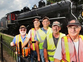 For the past five years a group of dedicated volunteers have worked to restore the Spirit of Windsor locomotive that sits on the downtown riverfront in Windsor, Ont. John Crozier, left, Fred Bultman, Ben Agostinis, John Morand and Bob Waronchak shown Thursday, July 18, 2013, have all put countless hours into the project. (DAN JANISSE/The Windsor Star)