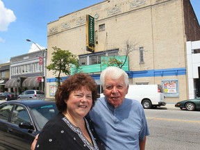 Mary and Andy Lambros  are shown Wednesday, July 17, 2013, in front of the Walkerville Theatre on Wyandotte Street East in Windsor, Ont., which they recently purchased.   (DAN JANISSE/The Windsor Star)