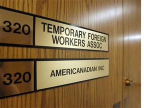 The Temporary Foreign Workers Association of Canada office is seen in this file photo. (Colleen De Neve/Postmedia News/Files)