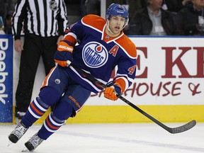 Ex-Spit Taylor Hall of the Edmonton Oilers skates against the Calgary Flames at Rexall Place. (Photo by Perry Nelson/Getty Images)