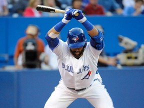 Toronto's Jose Bautista steps out of the way of an inside pitch against the Houston Astros during the fourth inning Wednesday. (THE CANADIAN PRESS/Jon Blacker)