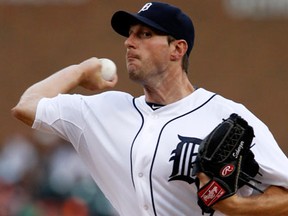 Detroit's Max Scherzer throws a pitch against the Philadelphia Philles in the first inning at Comerica Park Saturday. (Photo by Duane Burleson/Getty Images)