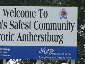 A sign welcoming people to Amherstburg proclaims the town's status. As a 60-year resident of Amherstburg, Vic DiNardo says he is "a loyal and appreciative resident of this gem of a community." 
(DAN JANISSE/ Windsor Star files)