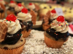 Banana split cupcakes made by Maggie Young are on display at a bake-off competition at Ambassador Golf Club, Tuesday, July 23, 2013.  (DAX MELMER/The Windsor Star)
