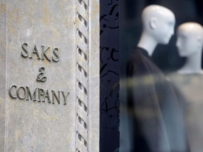 Saks & Company in New York is shown on Aug. 15, 2011. Canadian retailer Hudson's Bay Co. says it will pay US$2.9 billion to acquire U.S. luxury retailer Saks Inc. in a friendly deal. THE CANADIAN PRESS/AP - Seth Wenig