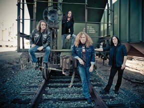 Megadeth is Dave Ellefson, Chris Broderick, Dave Mustaine and Shawn Drover.