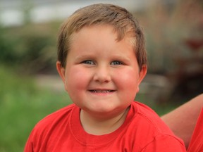 Jackson Kustra, age 4, who suffered a stroke at an earlier age.   Parents will be attending  the RBC Canadian Open on Saturday to represent The Ronald McDonald House. (JASON KRYK/The Windsor Star)