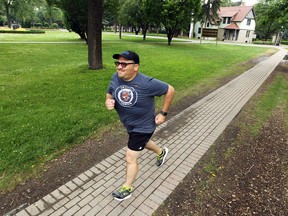 Bob Stewart runs in Willistead Park in Windsor on Tuesday, June 25, 2013. Stewart has lost over 100 lbs by running.                (TYLER BROWNBRIDGE/The Windsor Star)