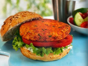 Salmon burgers are a great alternative to beef burgers. (Courtesy of Whitecap Books)