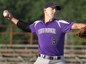 Tecumseh's Matt Stezycki delivers a pitch Friday, July 12, 2013, at the Cullen Field in Windsor, Ont. against Windsor. (DAN JANISSE/The Windsor Star)