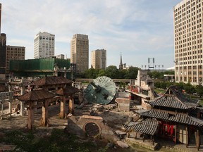 A film set depicting Hong Kong for the science fiction action film, Transformers 4, is pictured in downtown Detroit, MI, Tuesday, July 30, 2013.  (DAX MELMER/The Windsor Star)