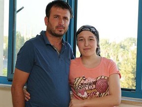 Derya Sert, 21, and her husband Mustafa Sert at the Akdeniz University Hospital in Antalya. Derya Sert is the first woman in the world to receive a womb from a cadaver donor, raising hopes for millions of women born without a uterus to bear their own child. (AFP-Getty Images/Files )