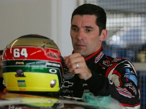 Max Papis adjusts his helmet during practice for the NASCAR Nationwide Series Corona Mexico 200 at Autodromo Hermanos Rodriguez on April 18, 2008 in Mexico City, Mexico.  (Photo by Jeff Gross/Getty Images)