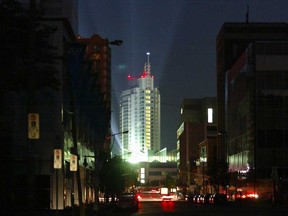 In this file photo, Casino Windsor shines like a beacon in the darkness of downtown Windsor during an international power outage that wiped out power from New York all the way to Detroit on Thursday, Aug. 14, 2003, leaving millions without power. (Tim Fraser/Windsor Star)