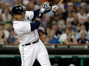 Detroit's Miguel Cabrera hits a two-run homer against the Oakland Athletics earlier this week. (AP Photo/Paul Sancya)