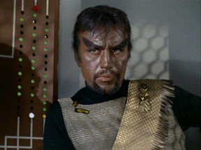 Michael Ansara in "Star Trek" as the Klingon leader Kang. (CBS photo)