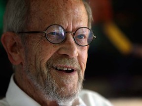 Author Elmore Leonard is seen in this Sept. 17, 2012, file photo is at his Bloomfield Township, Mich., home. (AP Photo/Paul Sancya, File)