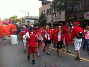 ICG athletes parade down Ouellette Avenue in downtown Windsor on Aug. 18, 2013. (TwitPic: Joel Boyce)