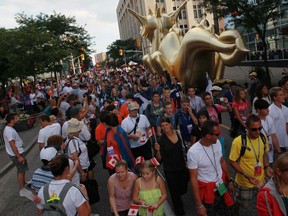 Athletes from around the world walk in the athletes parade before the closing of the International Children's Games, Sunday, August 18, 2013. (DAX MELMER/The Windsor Star)