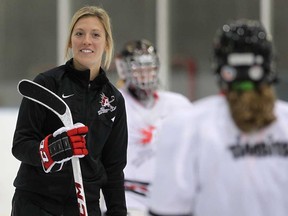 Olympic gold medallist Meghan Agosta, who ran a hockey camp in Windsor this summer, is back in Calgary for the Olympic development camp.  (DAN JANISSE/The Windsor Star)