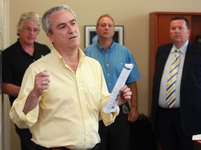 Files: John Liedtke speaks at a news conference at the offices of the Downtown Windsor BIA, with Ted Boomer, promoter, left, Larry Horwitz, Chair of the Downtown Windsor Business Improvement Association, centre, and Gordon Orr, Executive Director for Tourism Windsor, Essex, Pelee Island, Tuesday, June 19, 2012.     (DAX MELMER/The Windsor Star)