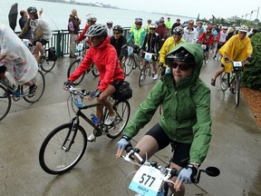 Cyclists head out on a ride to Leamington as part of the Great Waterfront Trail Adventure in Windsor on Monday, August 12, 2013. The group is following Ontario's Waterfront Trail which recently expanded from 780 km to 1400 km.            (TYLER BROWNBRIDGE/The Windsor Star)