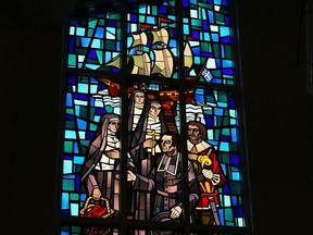 One of the stained-glass windows is seen in the chapel at Hotel Dieu Grace Hospital in Windsor on Thursday, August 22, 2013. The hospital is removing all the religious items from the hospital. Some will be moved to the  Tafour Campus while other will be stored in the archive.         (TYLER BROWNBRIDGE/The Windsor Star)