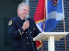 Files: Ed Dickson, president of the Windsor Professional Fire Fighter Association, speaks at a tree planting ceremony on June 9, 2012 in Windsor. (Windsor Star files)