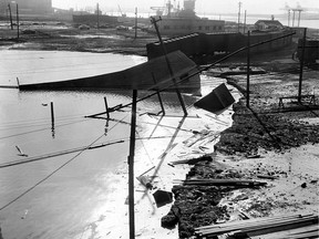 The C.I.L. property along the Detroit River collapsed suddenly near the salt mine on Feb. 20, 1954. (FILES/The Windsor Star)