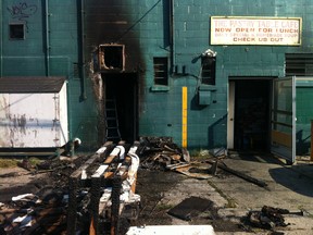 The rear entrance of The Pastry Table bakery is photographed on Sunday, August 25, 2013. A blaze broke out at the bakery early Sunday morning. (DAX MELMER/ The Windsor Star)